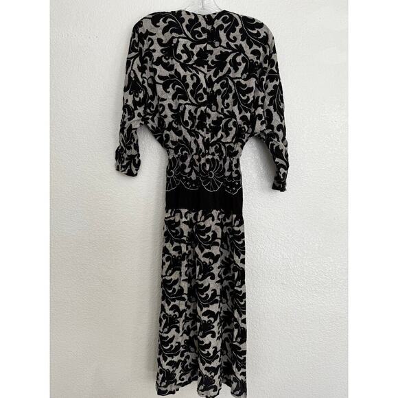 Vintage Phoebe Black and White Midi Dress Size 5/6 - Picture 2 of 7